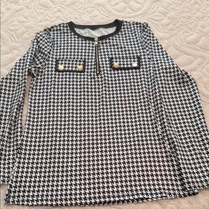 Black and White Houndstooth Women's Blouse